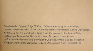 Ben Nicholson - Reliëfs - Olieverfschilderijen - Tekeningen - 1962 - Tentoonstellingscatalogus met 3 zeefdrukken kopen? Bied vanaf 300!