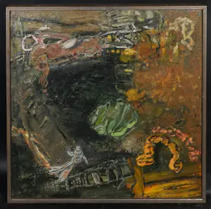 Klaus Schweier - Olieverf op doek, Abstracte compositie - Ingelijst kopen? Bied vanaf 50!