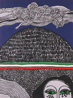 Corneille - Zeefdruk, Vrouw in Landschap - Ingelijst kopen? Bied vanaf 250!