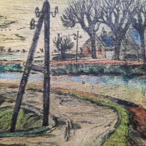 Dirk Breed - Rivierlandschap - Drogenaald + potlood (uniek) - 24790 kopen? Bied vanaf 125!