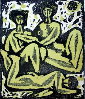 Mladen Srbinovic - litho: naakte figuren - 1955 verkocht voor € 75!