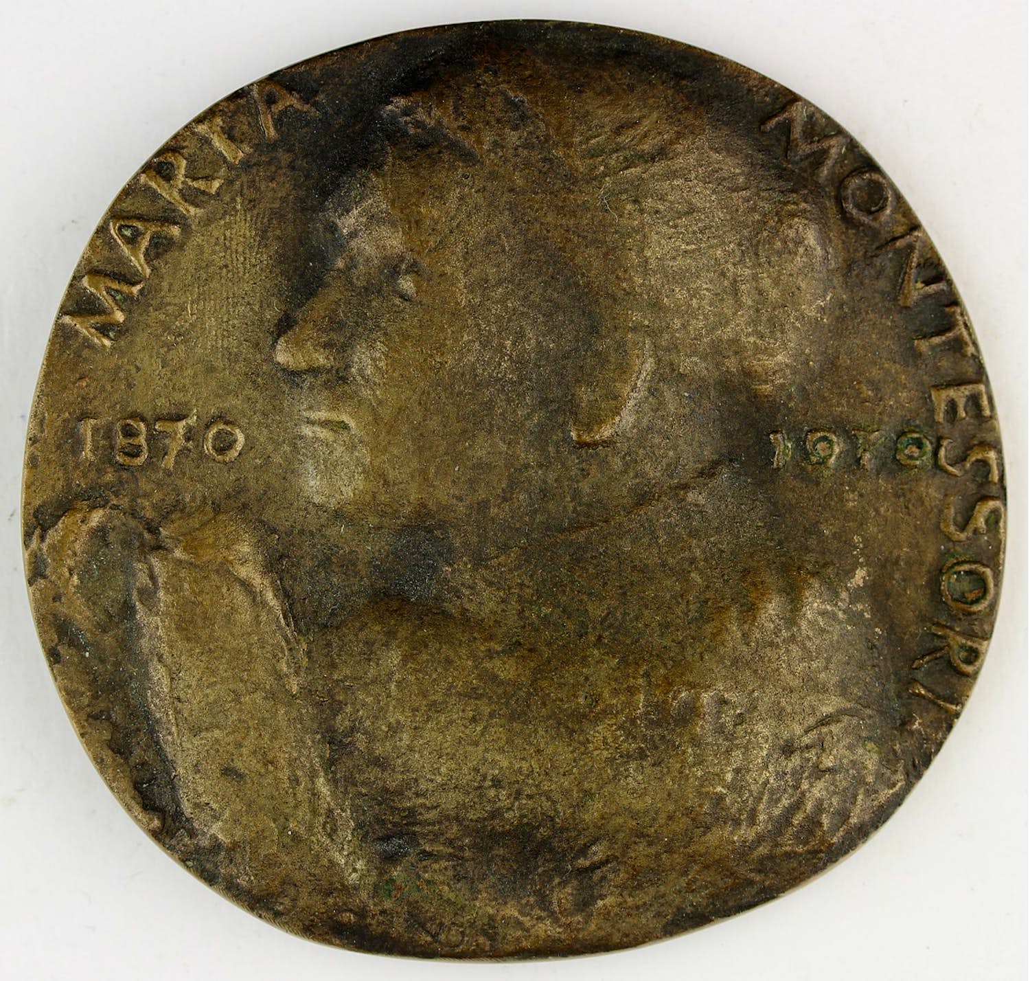 Nynke Jelles-Schepers - Penning, brons: Maria Montessori, 1972 verkocht voor € 70!