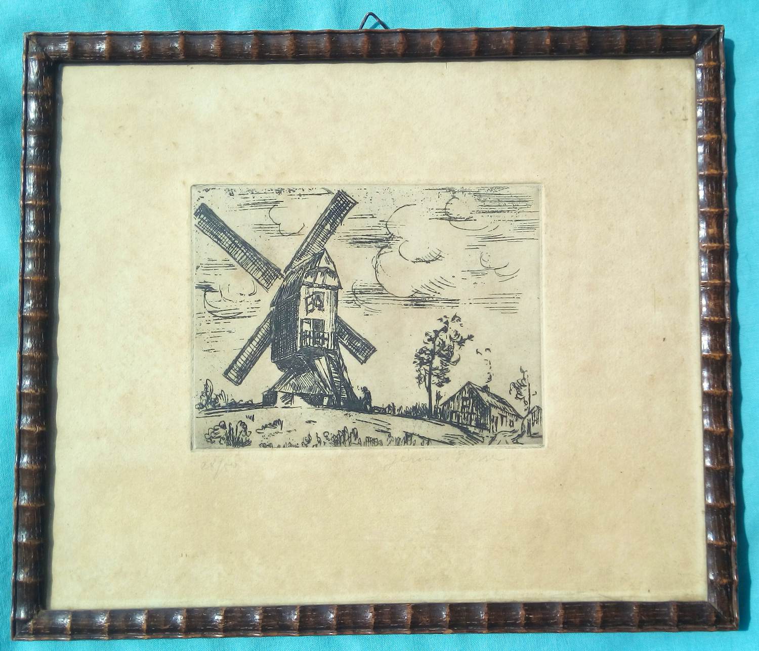 Jerome Emile Esser - 1883-1948 JAREN1920 MOLEN BOERDERIJ INGELIJST GESIGNEERD GENUMMERD kopen? Bied vanaf 45!