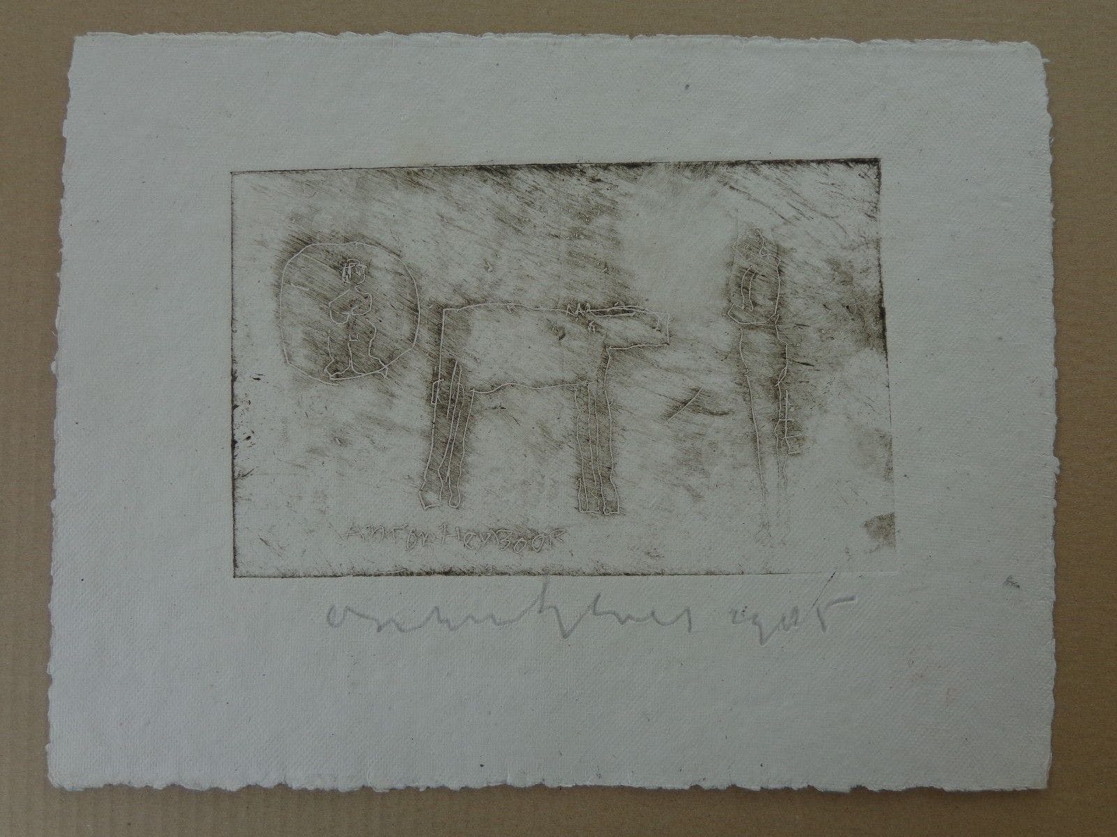 Anton Heyboer - FIGURATIE / ZW-W ETS / 29x39cm / SIG / 1985 kopen? Bied vanaf 155!