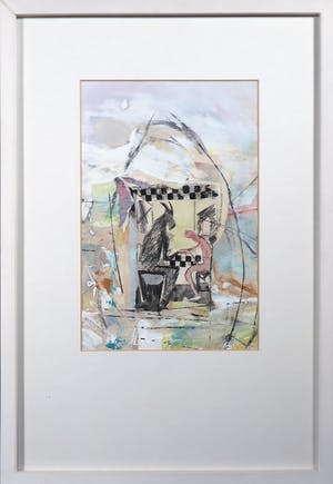 Ruud van der Beele - Collage op papier, Z.t. Abstract - Ingelijst kopen? Bied vanaf 1!