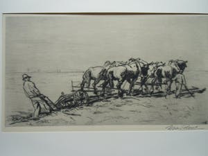 Daan Bout - TWEE BOEREN MET DUBBELSPAN PLOEGPAARDEN kopen? Bied vanaf 35!