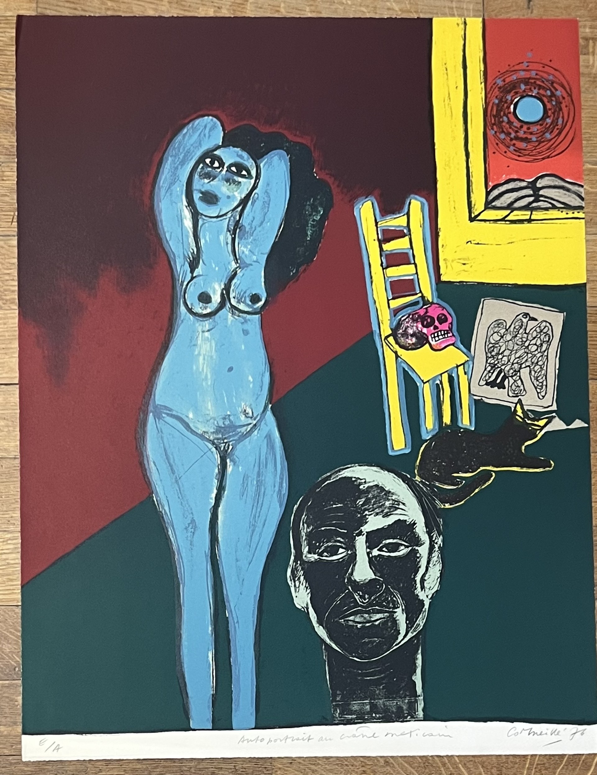AcheterCorneille - Zelfportret met Mexicaanse schedel. 1976? Enchérissez de 450!