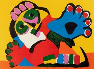 Karel Appel - Ingelijste kleurrijke zeefdruk, zonder titel kopen? Bied vanaf 999!