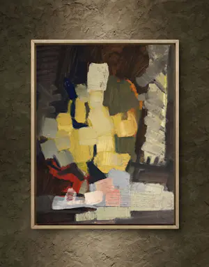 Rene Mels - Wunderschöne, farbenfrohe abstrakte Komposition, um 1958 kopen? Bied vanaf 500!