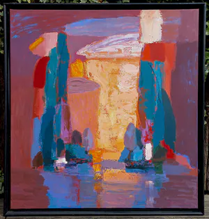 Ahmad Baldin - Avondrood, acrylverf op doek kopen? Bied vanaf 375!