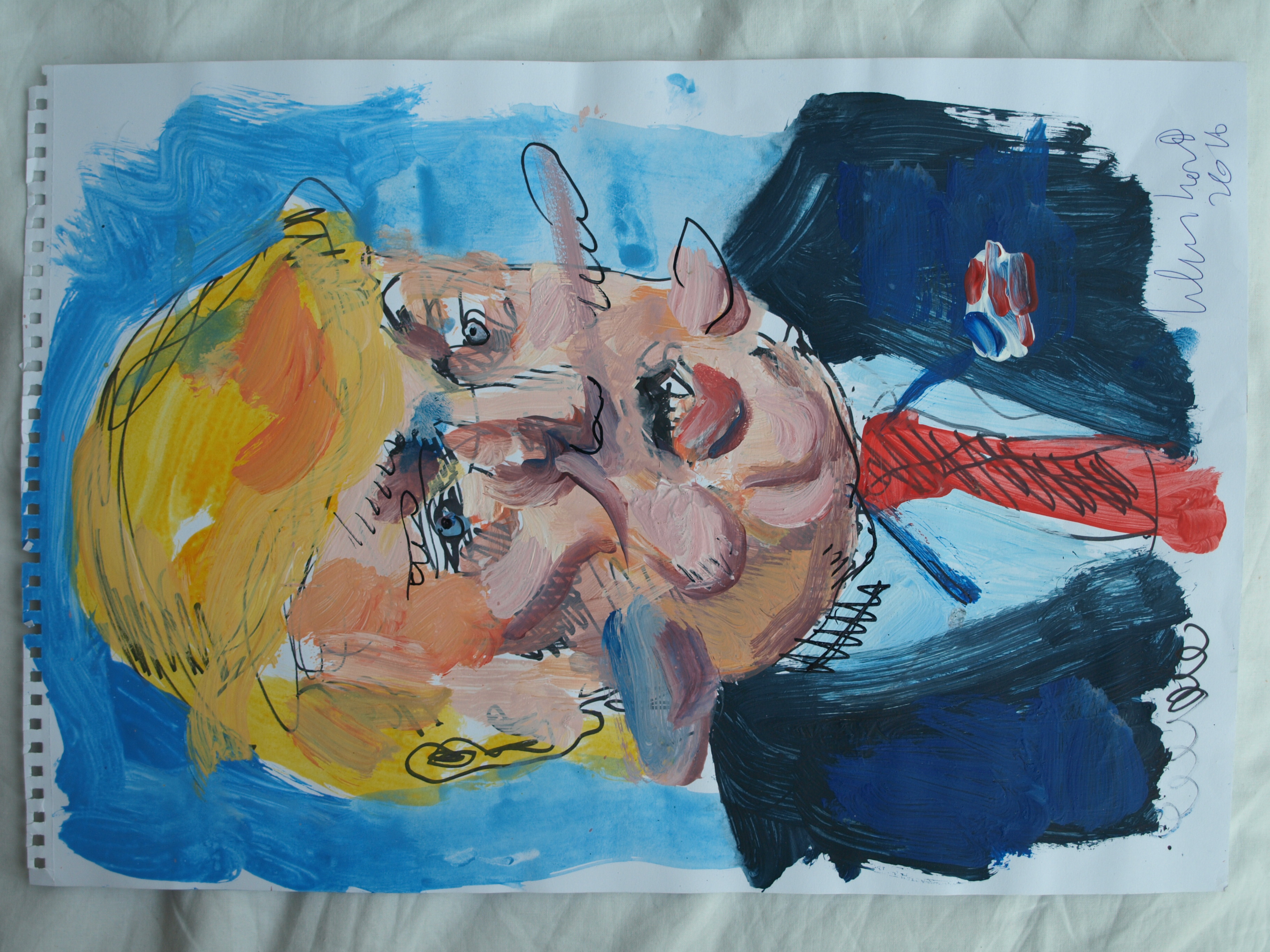 Peter Klashorst - Acrylverf op papier , Donald Trump 2 – 2016 kopen? Bied vanaf 35!