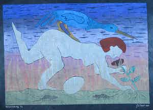 Geertje Briels - Houtdruk op geschept papier, Natuurbeleving verkocht voor € 35!