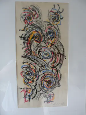 Theo Wolvecamp - Pastel op papier, Abstracte compositie kopen? Bied vanaf 250!