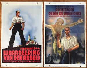 2 x Vintage Affiche uit de oorlogsjaren - thema:  'Arbeid' - 1944 verkocht voor € 20!