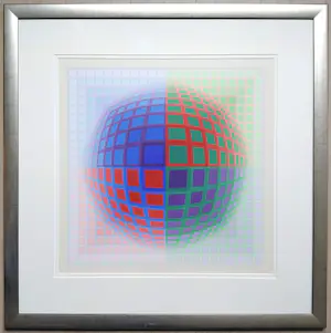 Victor Vasarely - Vega Pal, zeefdruk (mooi ingelijst, groot) kopen? Bied vanaf 1000!