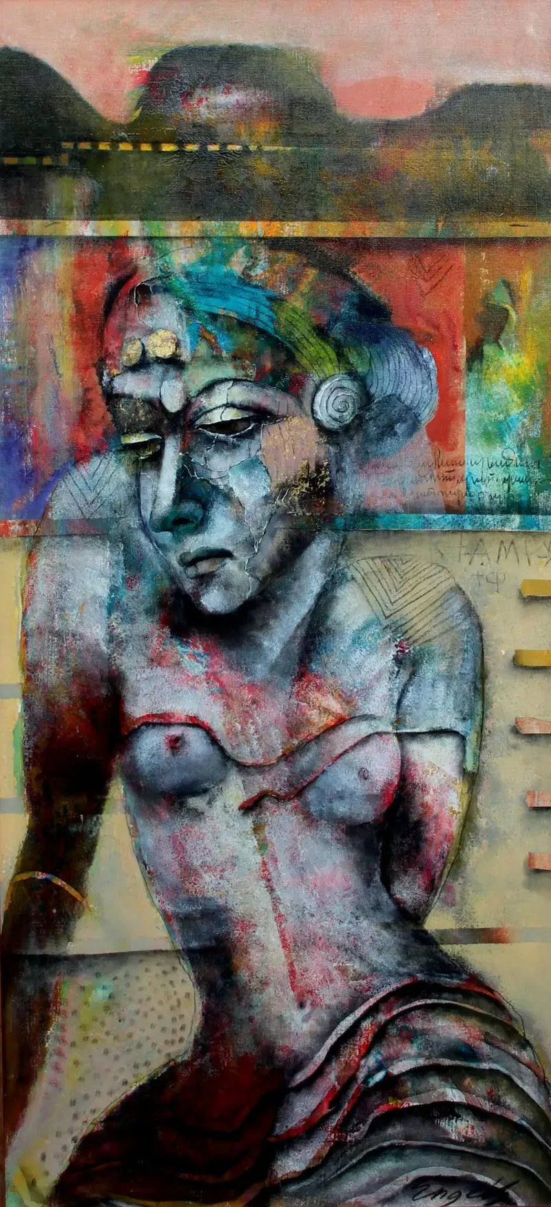 Buy Astrid Engels - Gemengde techniek op doek(zeer groot werk!)? Bid from 995!