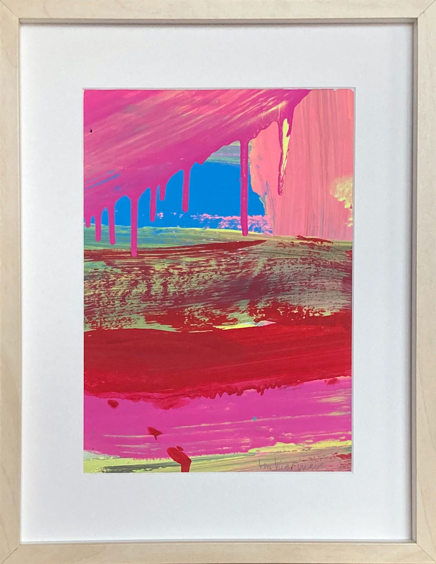 Ton Biermans - Uniek werk (acryl) op papier, Abstracte compositie verkocht voor € 35!