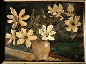 Jos Ruting - Mooie, in 1938 geschilderde Gouache "Magnolia in vensterbank" gesigneerd kopen? Bied vanaf 34!