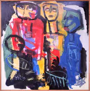 Martin van Wordragen - Olieverf op doek: 'Dubieus gezelschap' - (Zeer groot) verkocht voor € 450!