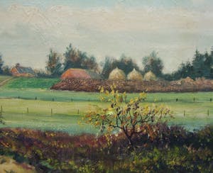 Niet of onleesbaar gesigneerd - Boerenlandschap met korenmijten kopen? Bied vanaf 10!