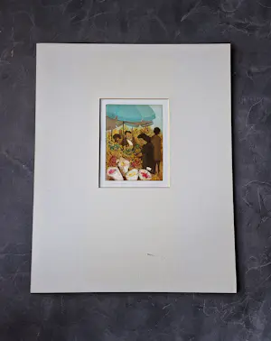 Willy Belinfante - Fraaie kleuren ets "bloemenmarkt" - beperkte oplage (42/60) potloodgesigneerd kopen? Bied vanaf 48!