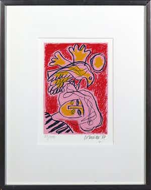 Corneille - Zeefdruk, Allegro II - Ingelijst verkocht voor € 80!