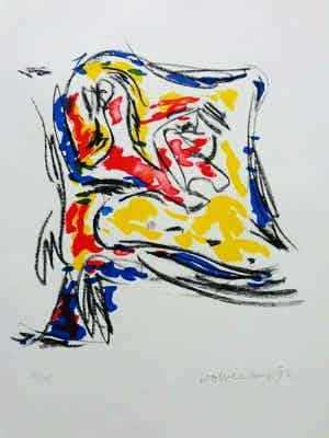Theo Wolvecamp - THE FLAG / KLEURZEEFDRUK / 66x51cm / KADER / 1992 verkocht voor € 95!