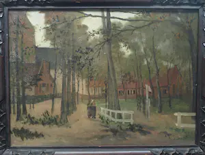 AcheterAnnie Bruin - Olieverf op doek , Dorpsgezicht Laren? – Lijst, 34 x 44½ cm? Enchérissez de 1!