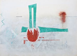 Jacques van Dorst - Gemengde techniek op geschept papier, Interieur met tulp kopen? Bied vanaf 1!