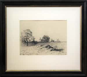 Jacob Maris - Zwart krijttekening - "Zomers landschap" - Haagse School verkocht voor € 795!