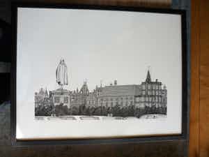 Sees Vlag - Zeefdruk, Plein met beeld van Johan de Witt verkocht voor € 80!