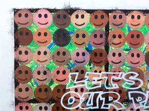 Jack Vissers - Let's Make Our Planet A Happy One! - acryl op papier kopen? Bied vanaf 50!