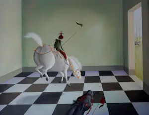 Suzan Visser - Ingelijste olieverf op paneel: 'paardensprong' - 1998 kaufen? Bieten Sie von 799!