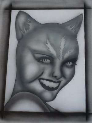 Niet of onleesbaar gesigneerd - Airbrush , Portret “I Love Cats “– ingelijst kopen? Bied vanaf 1!