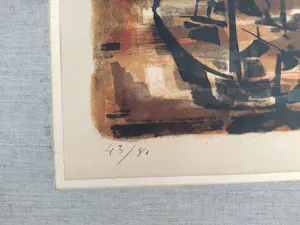 Marcel Mouly - Original-Lithografie mit Hafen kopen? Bied vanaf 110!