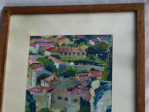 Ton Smit - Gouache , Stadsgezicht – gesigneerd & ingelijst – 1952 kopen? Bied vanaf 40!