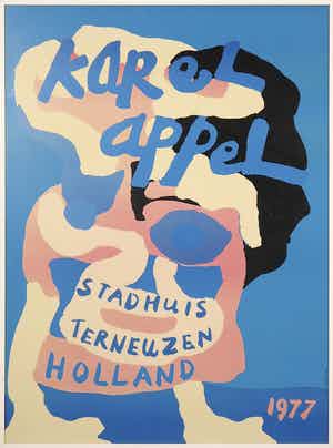 Karel Appel - Affiche, Stadhuis Terneuzen Holland - Ingelijst verkocht voor € 1!