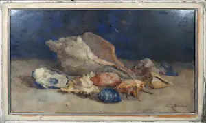 Herman Bogman (jr.) - Aquarel, Schelpen - Ingelijst kopen? Bied vanaf 200!