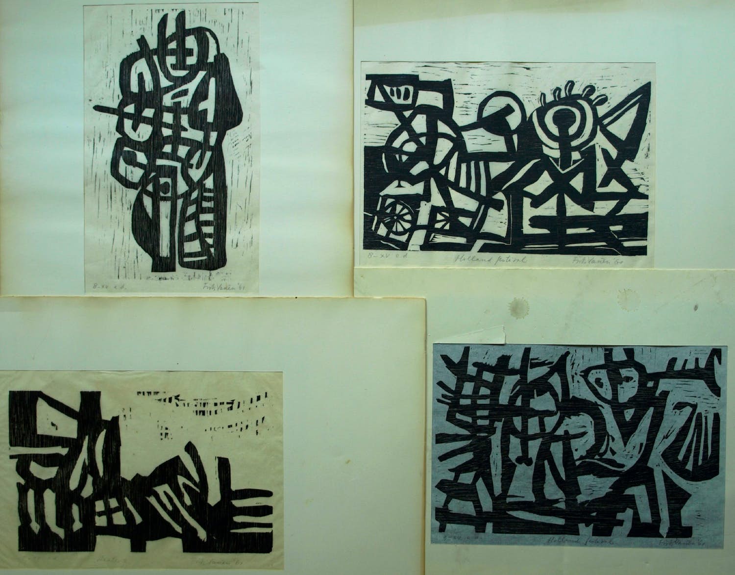 Frits Vanen - 4x Houtsnede , Holland Festival en Theater – 1961 – oplage 15 ex. kopen? Bied vanaf 50!