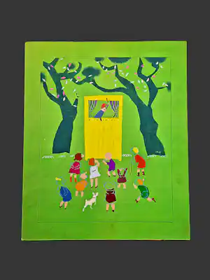 Will Leewens - zeldzame gemengde techniek "poppenkast" (1949) uit zijn École de Paris periode verkauft für € 128!