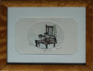 Niet of onleesbaar gesigneerd - 3 Ingelijste etsen met katten – gesigneerd Anna W. kopen? Bied vanaf 1!