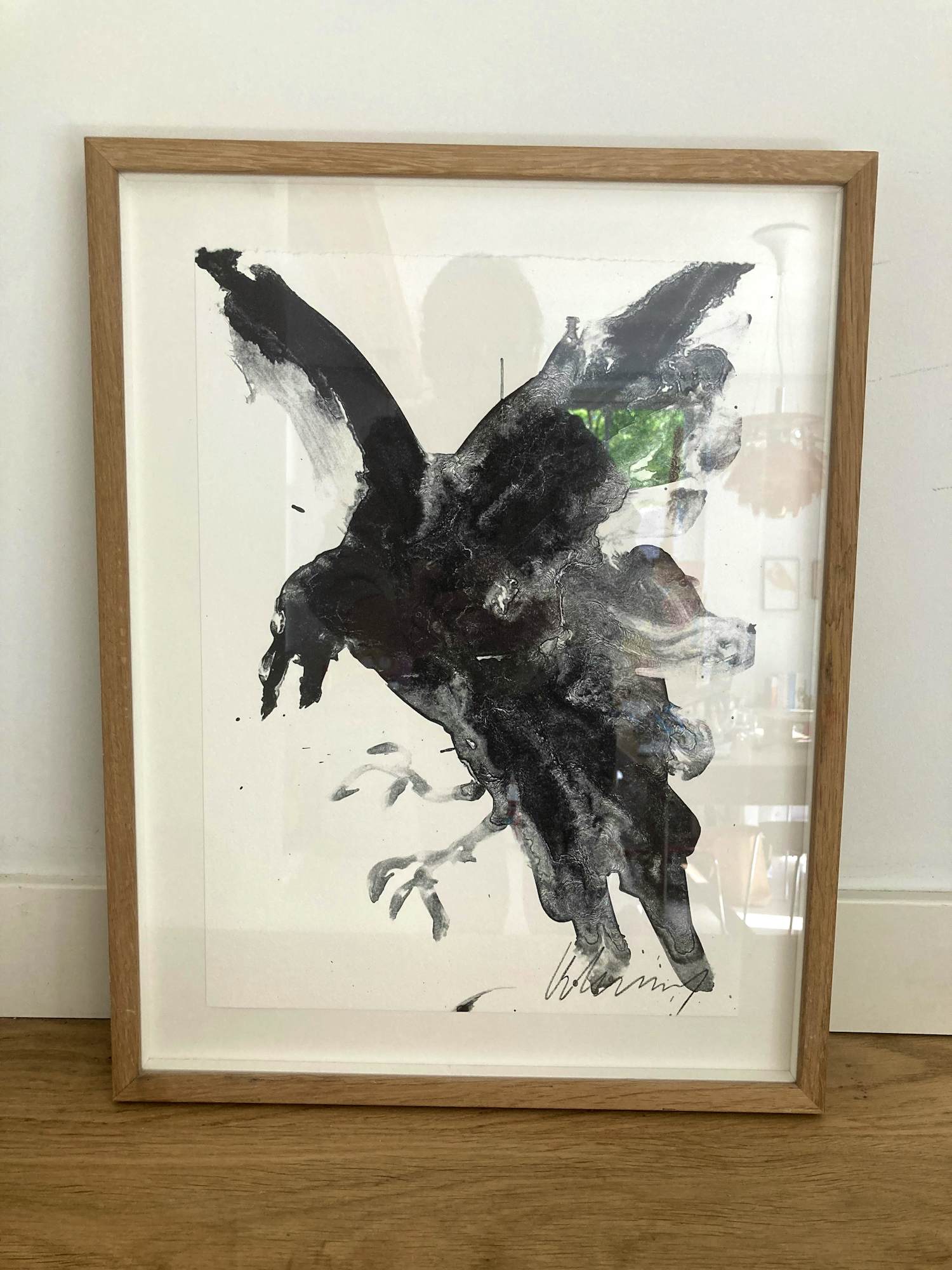 Christian Lemmerz - Zwarte vogel in vlucht, Litho kopen? Bied vanaf 80!