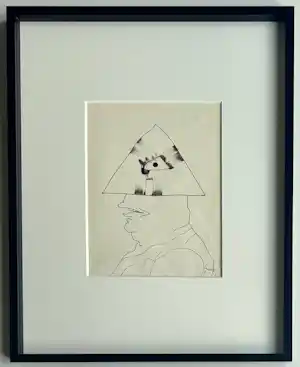 Lucebert - Oost-Indische inkt op papier | 'Tête Triangulaire' | 1981 (INGELIJST) kopen? Bied vanaf 850!