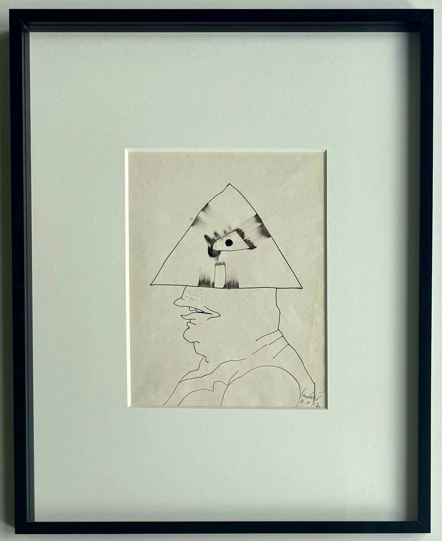 Lucebert - Oost-Indische inkt op papier | 'Tête Triangulaire' | 1981 (INGELIJST) kopen? Bied vanaf 850!