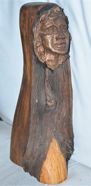 Brons (Onbekend) - Brons in houten beeld kopen? Bied vanaf 45!