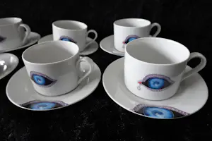 Salvador Dali - La Vanguardia - Koffieservies (6) - Het oog van de tijd - Porselein kopen? Bied vanaf 25!