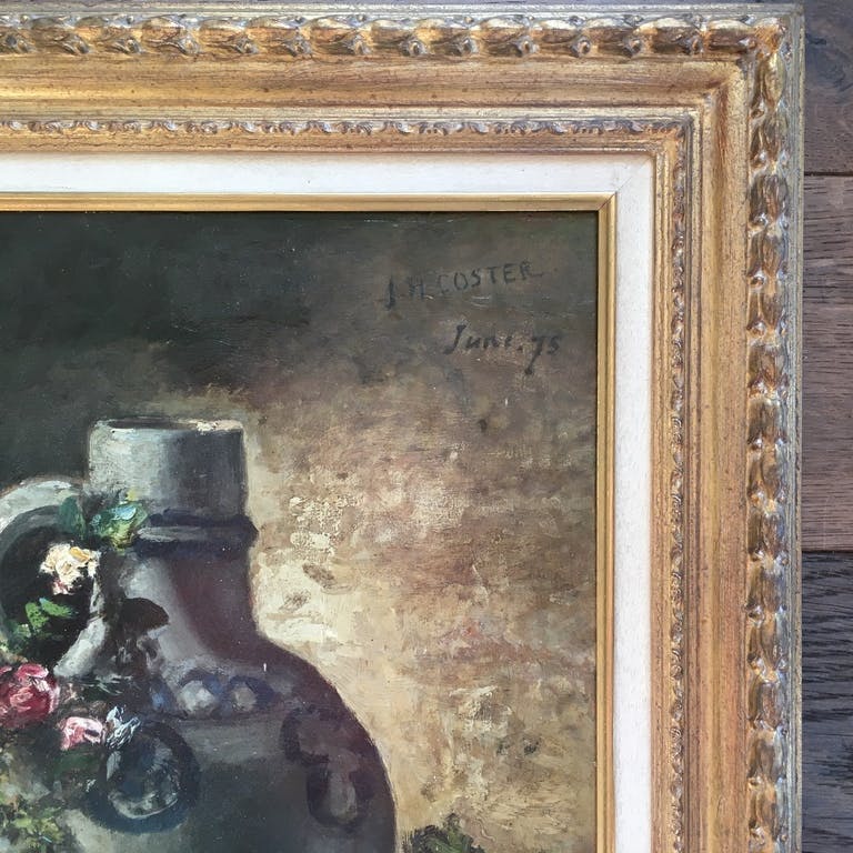 Jan Herman Coster - Jan Herman Coster: olie op paneel, stilleven kopen? Bied vanaf 175!