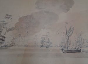 Niet of onleesbaar gesigneerd - Print van klassieke aquarel van een zeeslag kopen? Bied vanaf 1!