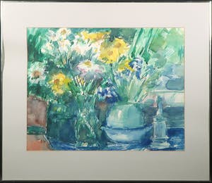 Toon de Haas - Aquarel, Stilleven met bloemen - Ingelijst kopen? Bied vanaf 20!