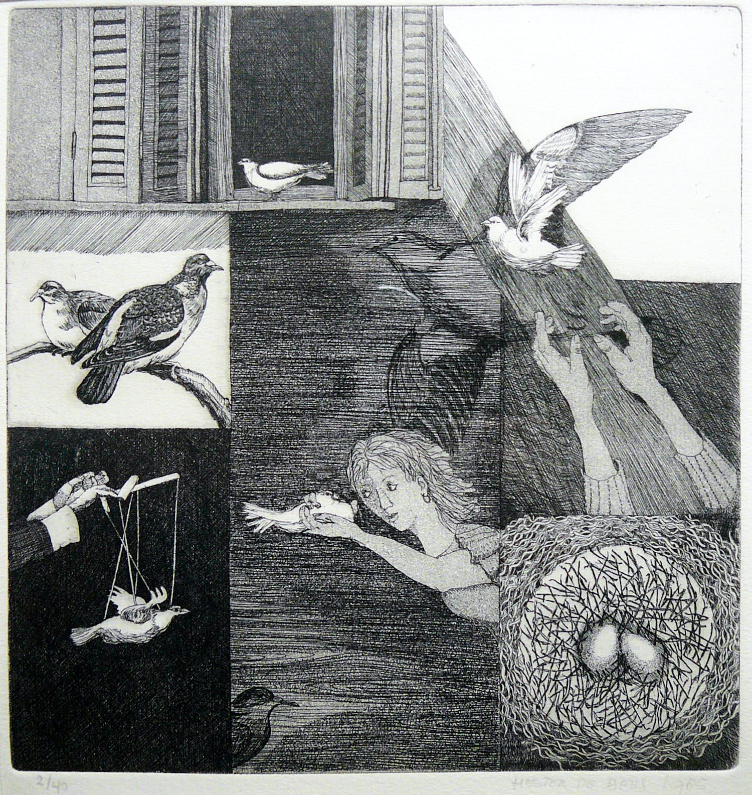 Hester de Beus - Vogels -ets 1985- kopen? Bied vanaf 35!